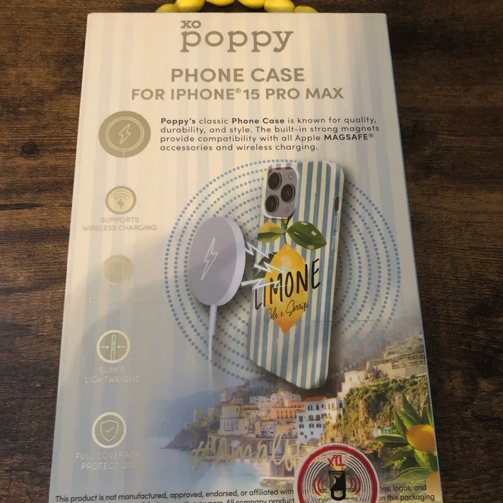 XO Poppy‎ Limone iPhone 15 Pro Max Case - Blue and Yellow Lemon